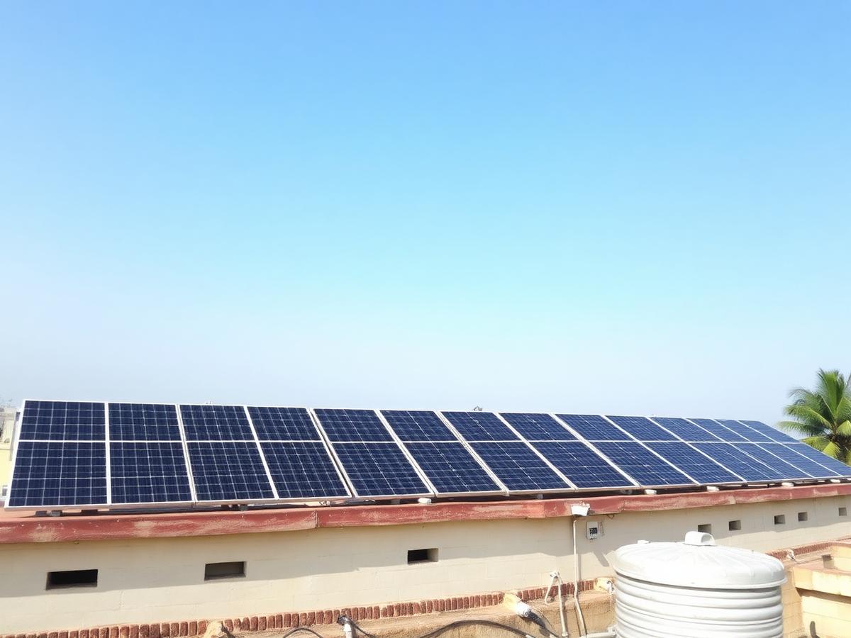 Solar panels on an Indian house terrace
